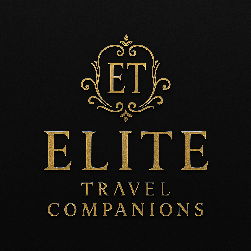 Elite Travel Companions luxury logo in black and gold
